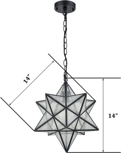 14'' Moravian Star Pendant Light Seeded Glass Star Lights with Hanging Chain - Picture 4 of 7