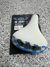 NEW Saddle SE Bikes Flyer Checkerboard White Saddle White & Blue