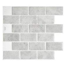 SMART TILES Peel and Stick Backsplash - 10 Sheets of 10.95" x 9.70" - 3D Adhe...