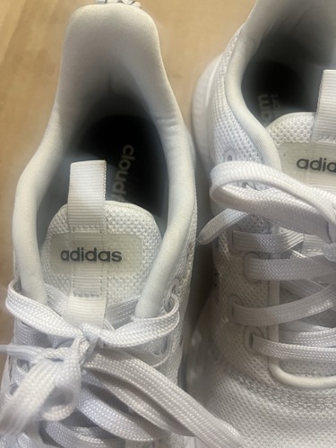 Adidas Talla 7 Cloudfoam Cómodo Caminar Correr Zapatos Tenis Blanco/Gris/Gris - Imagen 10 de 14