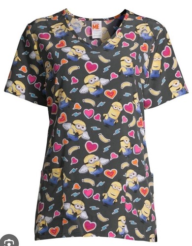 SCRUB TOP MINIONS DESPICABLE ME SIZE 2XL NEW PERFORMANCE STRETCH ULTRA SOFT NWT