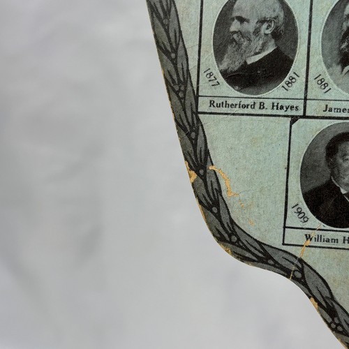 1930's Cardboard Ad Fan W/ Stick Handle US Presidents Washington - Hoover - Picture 6 of 20