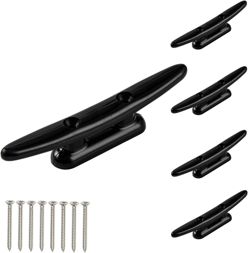 Black Nylon Boat Cleats 5 Inch, Dock Cleats with Hardware 4 Pack,Boat Dock Cleat - Picture 1 of 12