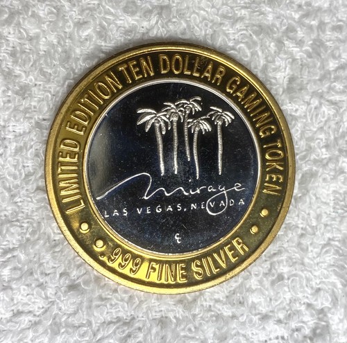 The Mirage Las Vegas Proof Like $10 Gaming Token - .999 Silver 60% - Brass 40% - Bild 2 von 3