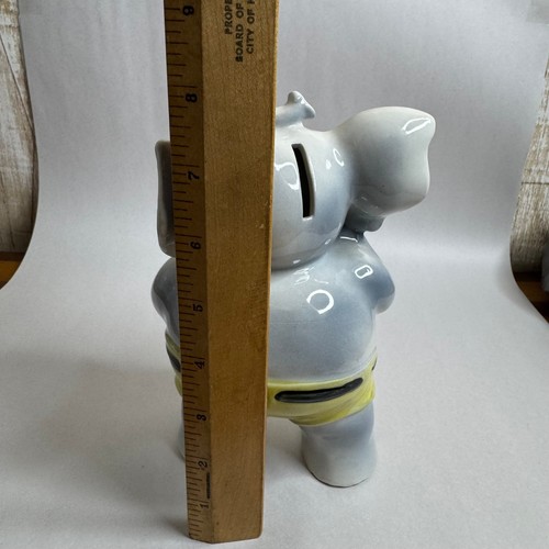 Vintage Keramik Elefant Coin Bank gelbe Shorts Japan anamorphe Figur - Bild 9 von 9