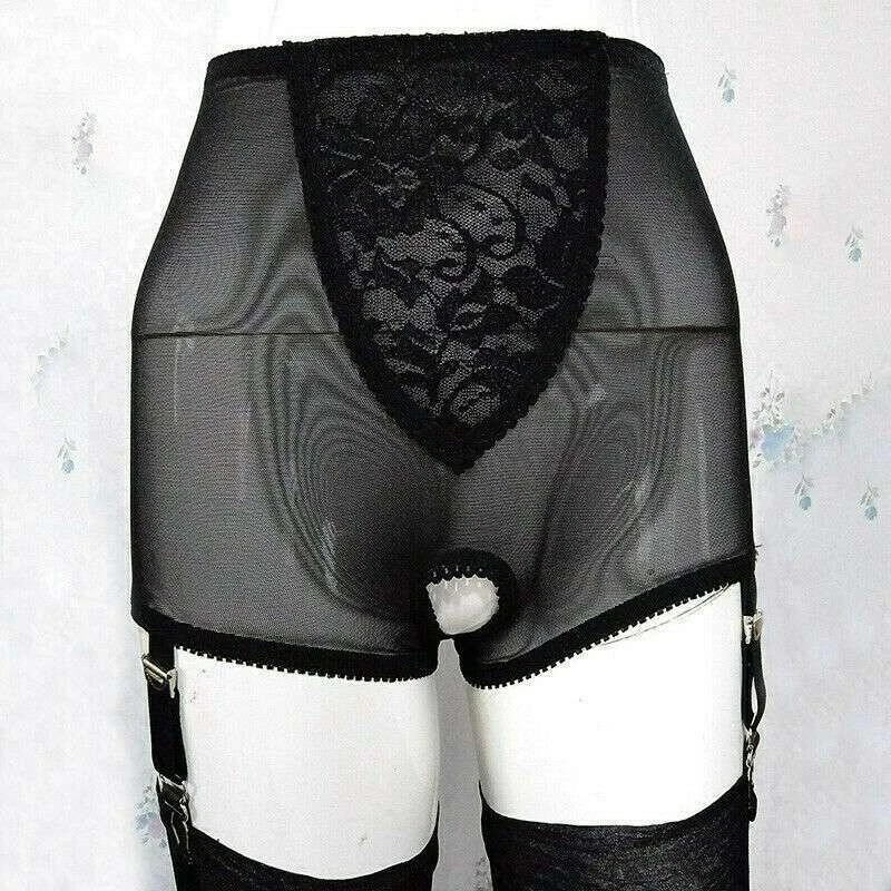 Женское белье трусики кружева сетки промежности 6 ремней высокая талия подвязки подвеска - Изображение 4 из 4