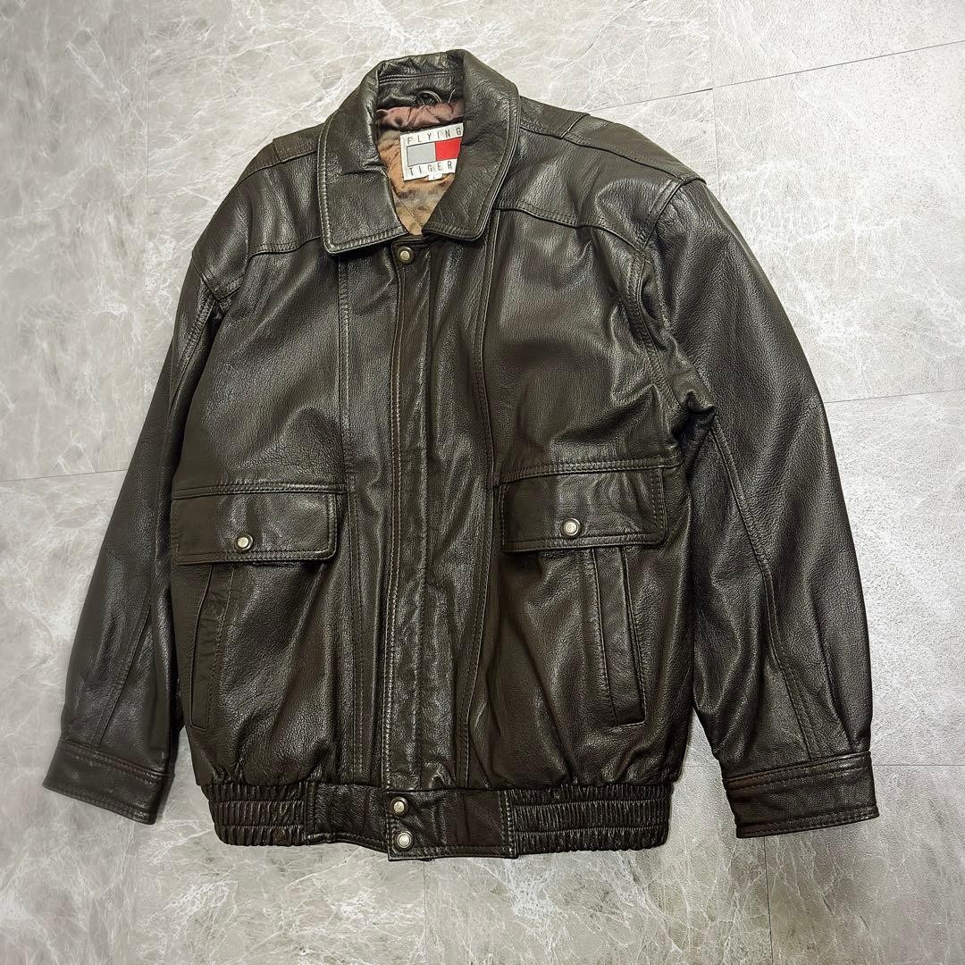 ジャケット・アウター A-2 archive leather flight jacket Archive FLYING TIGERS A-2 Leather Flight Jacket L Dark Brown