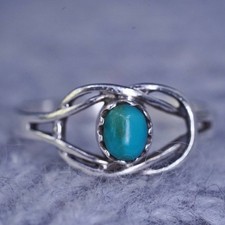 Size 6.5, Native American, southwestern Sterling silver ring turquoise cable