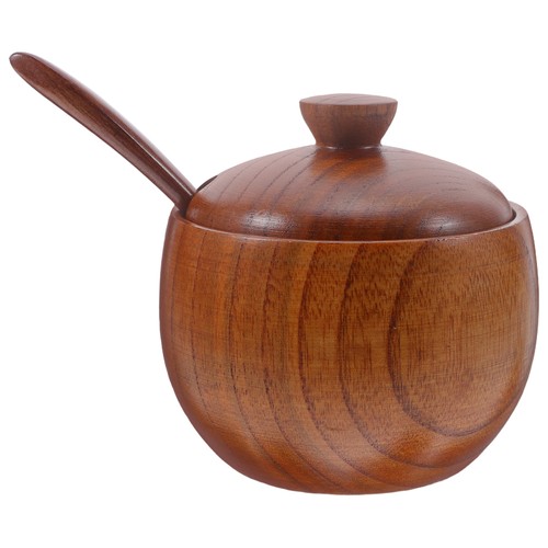 Wooden Sugar Bowl Containers for Storing Salt Kitchen Jars Counter - Bild 4 von 12