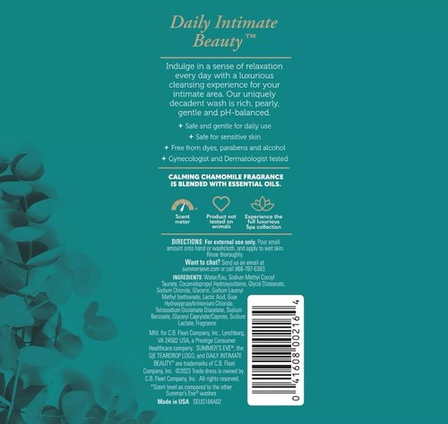 2 PACKS Of Summer's Eve Spa Daily Intimate Calming Luxurious Wash 12 fl oz - Picture 5 of 6