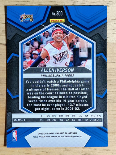 2023-24 Panini Mosaic #300 Allen Iverson/NBA Greats - Picture 2 of 2