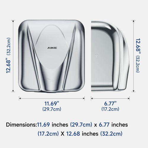 Elephant Power Commercial Hand Dryer High Speed Auto Warm Wind, Polished Stai... - Picture 3 of 8