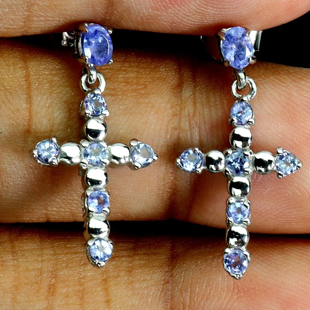 Orecchini pendenti/goccia con pietre preziose tanzanite