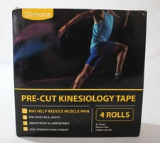 Dimora Pre-Cut Kinesiology Pain Relief & Support Tape 4 Rolls CN6 Black 16.4ft