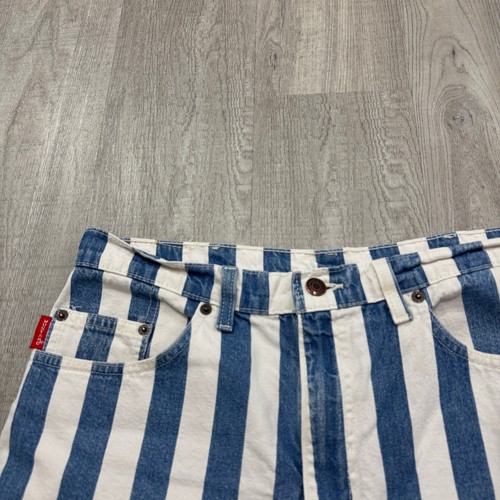 Vintage Mustang Striped Jean Shorts Men's 33 Blue White 10" Inseam Jorts 90s - Picture 3 of 12