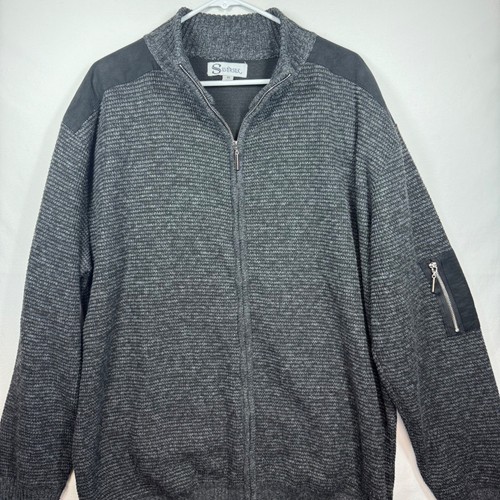 Silversilk Men's 4X Gray Full Zip Knit Jacket with Zippered Pocket - Picture 1 of 10