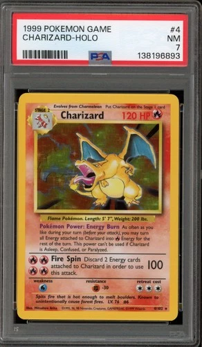 Pokemon Charizard Base Set Unlimited Holo Rare #4 PSA 7