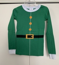 Hanna Andersson Boy Girl Elf Pajama Top Green Size 10 Christmas READ