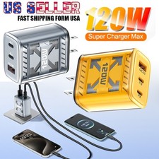 120W Fast Charging Type C QC3.0 Wall Charger For iPhone 17 16 15 14 Pro Max Air