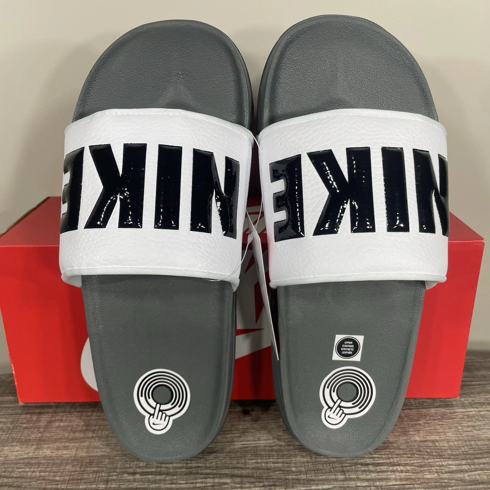 Sandali Nike Offcourt slip on slides BQ4639 001 nero bianco grigio uomo taglia 9