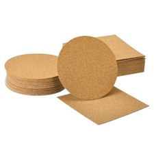 50pcs Self-Adhesive Cork Coasters 4" Diameter Square Cork Backing Sheets