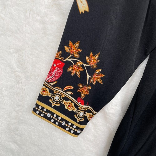 JM Collection Embellished Tunic Top Womens 2X Toggles Black Red Floral Boho - Picture 11 of 19