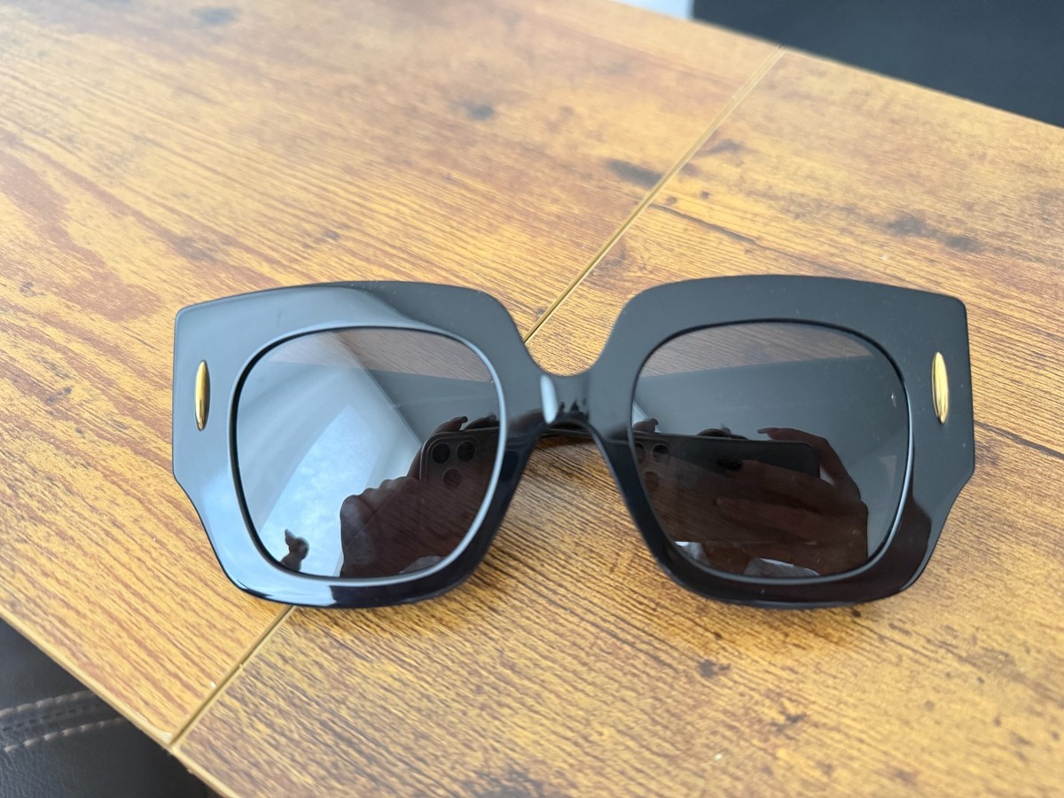 LOEWE Anagram Square Sunglasses Black Gold Oversized Acetate  display picture 2