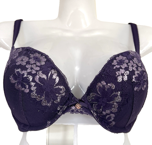 Victoria's Secret Body By Victoria 38B Padded Push Up Bra Underwire Purple Lace - Picture 16 of 23
