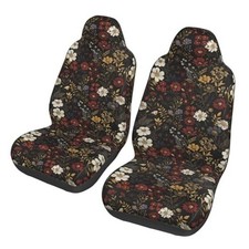 Floral Car Seat Cover Retro Daisy Seat Cushion Auto Bucket Seat Brown Floral