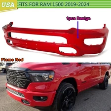 Front Bumper Cover Face Bar For 2019-2024 Flame Red Color RAM 1500 Pickup Steel