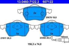 Front Axle ATE 13.0460-7122.2 Brake Pad Set, Disc Brake for Audi, Seat, Skoda