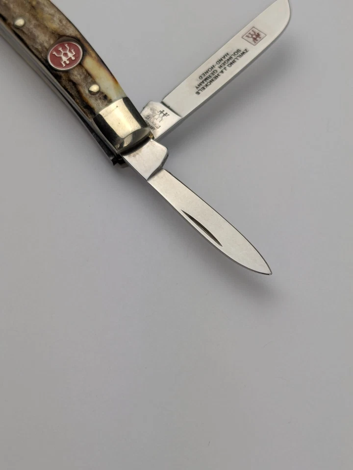 Vtg JA Henckels Hand Forged Congress 4 Blade Pocket Knife Stag Handles Minty - Image 2 of 4