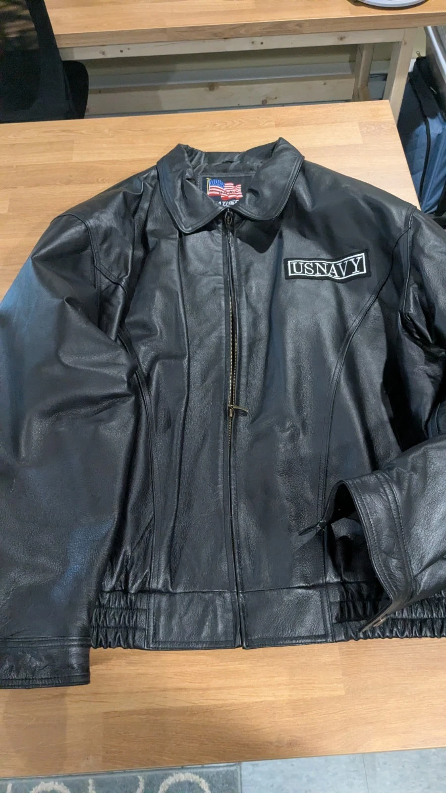 Jacket leather men flight A-2 style  5 XL image 6
