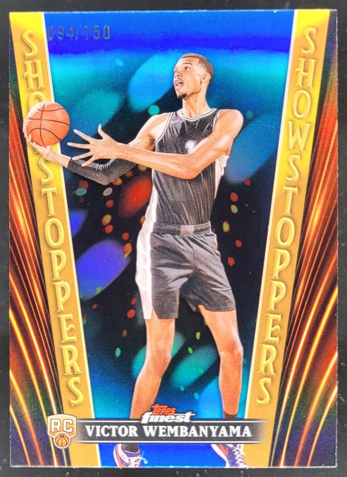 2023-24 Topps Finest Victor Wembanyama Showstoppers Blue Refractor /150 RC CC9