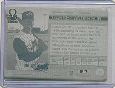 1/1 GARRET ANDERSON 1999 PACIFIC OMEGA PRINTING PLATE CARD LA CALIFORNIA ANGELS