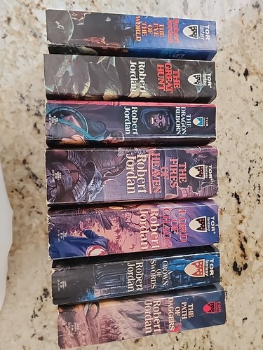 “The Wheel Of Time” Lot Of 7 Robert Jordan Paperbacks TOR Books 1,2,3,5,6,7,8
