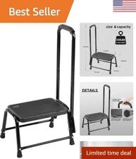 Stylish Heavy-Duty Step Stool for Seniors - Holds 350 lbs with Safety Handrail