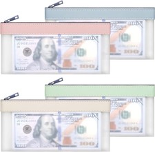 4-Piece Multi-Purpose Money Pouch 7.6 x 3.7 inch, green, pink, blue, white 
