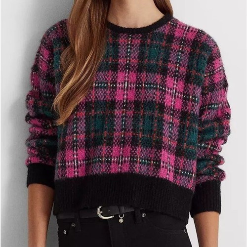 Ralph Lauren Sweater Womens 2X Pink Tartan Plaid Wool Alpaca Pullover Collegiate - Picture 11 of 11