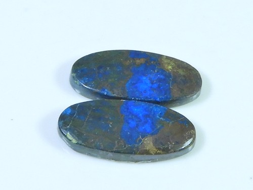 23Cts. Natural Azurite (10X23X02 mm each) Oval Shape Cabochon Matched Pair B103 - Picture 3 of 9