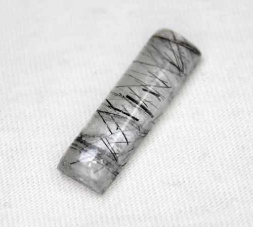 Natural Black Rutile Quartz Cabochon In Rectangle Shape 10.00 Carats 25x7x5 mm - Picture 7 of 9