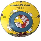 Vintage Tires Sign - Porcelain Service Station Battery Gas Pump Sign