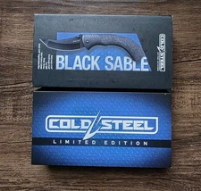 Cold Steel Black Sable Pocket Knife 4.2" Tanto Point CTS-XHP Black PVD Blade