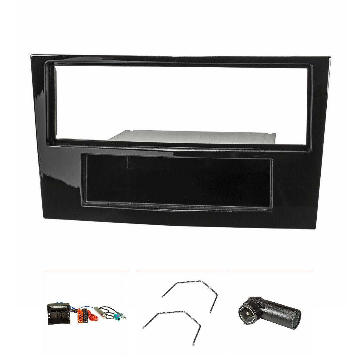 Radioblende Set kompatibel mit Opel Corsa D Astra H Zafira B Piano Lack schwarz