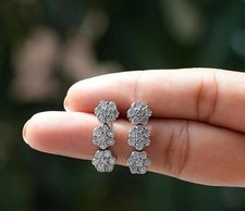 Round Cut Simulated Diamond Pretty Drop/Dangle Earrings In 14k White Gold Plated