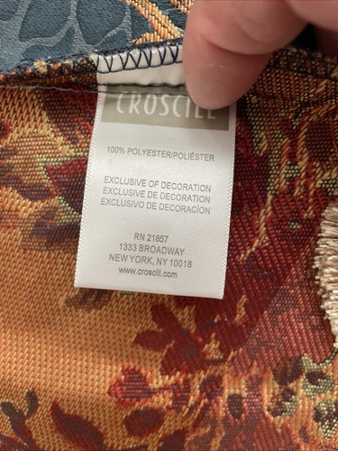 Croscill Waterfall Valance Swag Curtains Set 4 Calice Blue With Fringe Retired - Picture 7 of 12