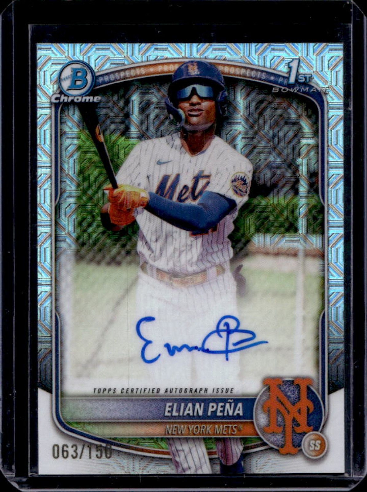 2025 Bowman Chrome Elian Pena Auto HTA Choice Refractor 1st Prospect #63/150