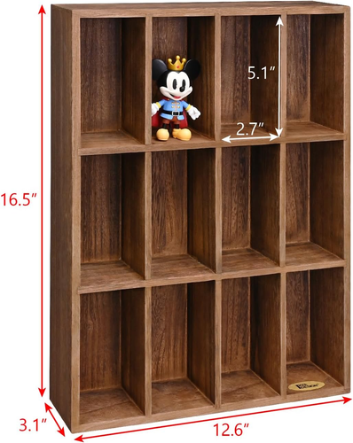Soporte de pared de madera con 12 compartimentos de diseno Estante de exhibicion - Bild 3 von 12