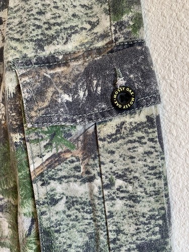 VTG MOSSY OAK Camouflage Cargo HUNTING pantsButton pockets Y18 Adult S 29x29 - Picture 3 of 10