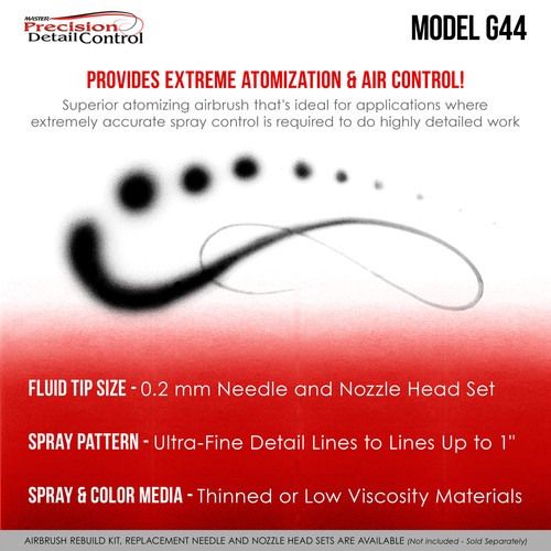 G44 0.2 High Precision Dual-Action Gravity Feed Airbrush Set Kit Hobby Paint - Picture 4 of 5